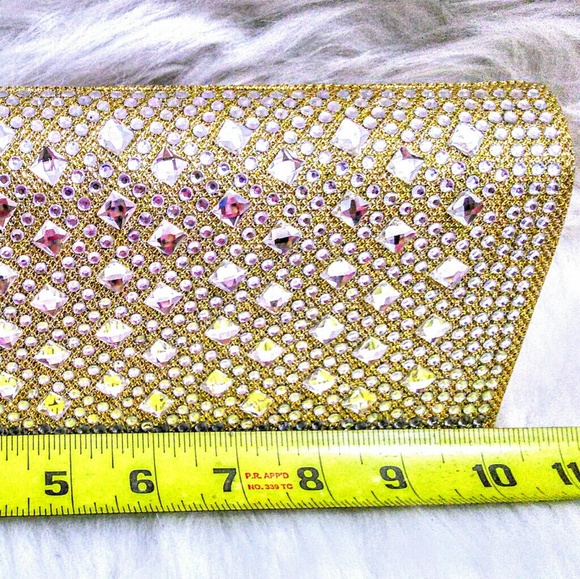 (NEW)! Gold Clutch Bag w/Silver Jewels! - Picture 4 of 8